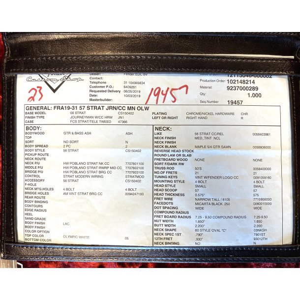 (USED) Fender Custom Shop '57 C-shape neck Journeyman Stratocaster 2019 